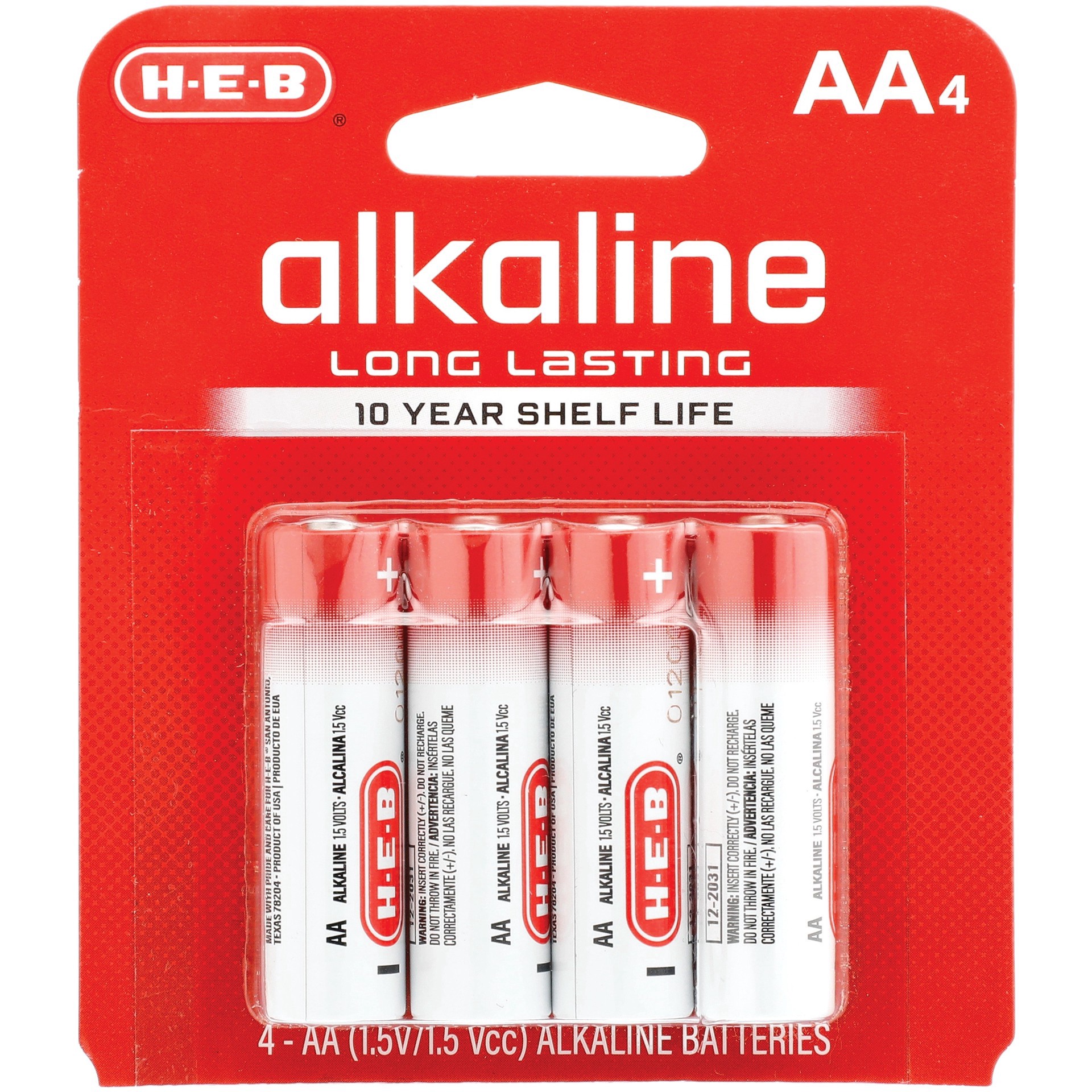 slide 1 of 1, H-E-B Pro+ Alkaline AA Batteries, 4 ct