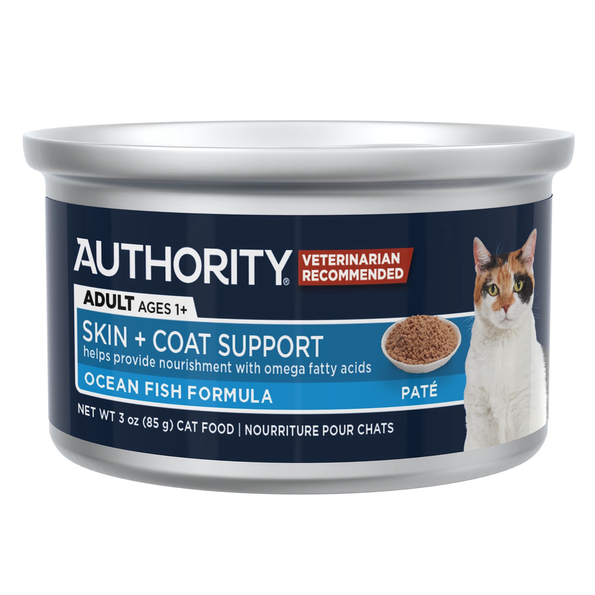 slide 1 of 1, Authority Skin + Coat Support Adult Cat Wet Food - Pate, 3 OZ, 3 oz