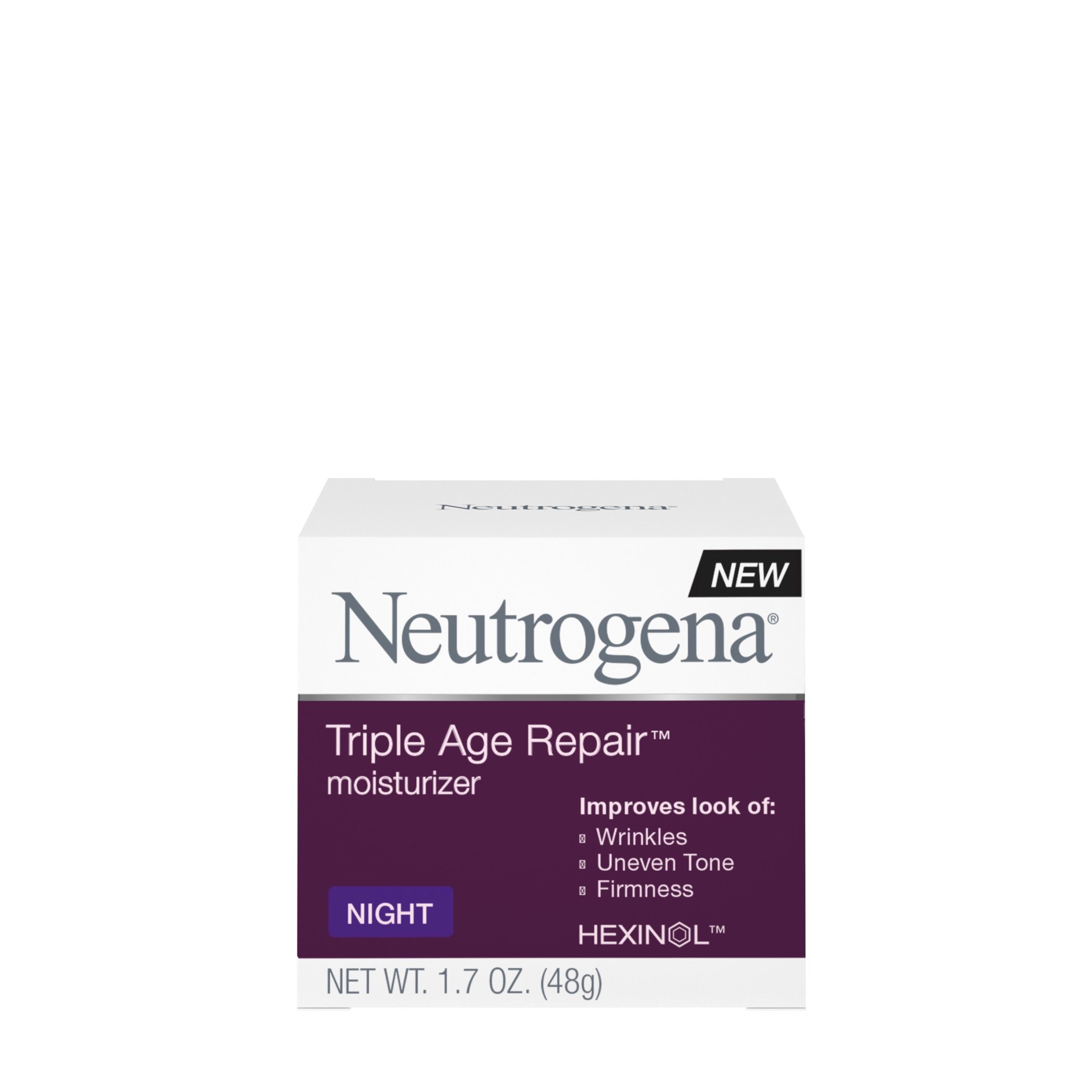 slide 4 of 5, Neutrogena Triple Age Repair Anti-Aging Night Cream Facial Moisturizer, Tone-Evening Dark Spot Remover & Firming Anti-Wrinkle Nighttime Face & Neck Cream, Vitamin C & Glycerin, 1.7 oz, 1.7 oz