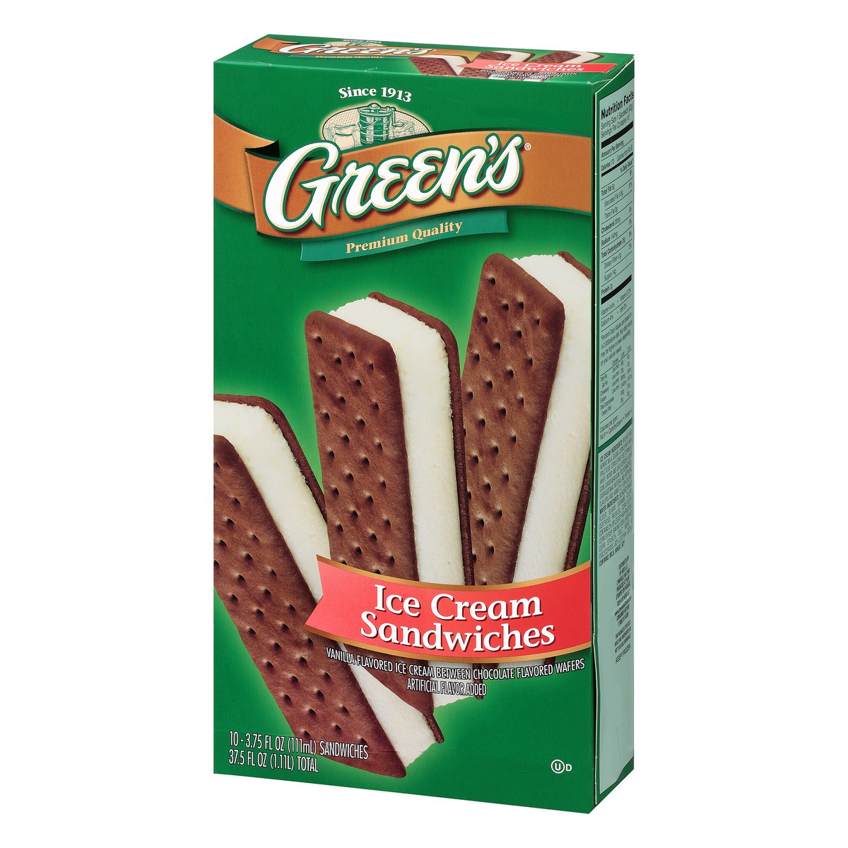 slide 2 of 10, Green's Ice Cream Sandwiches 10 ct Box, 37.5 fl oz