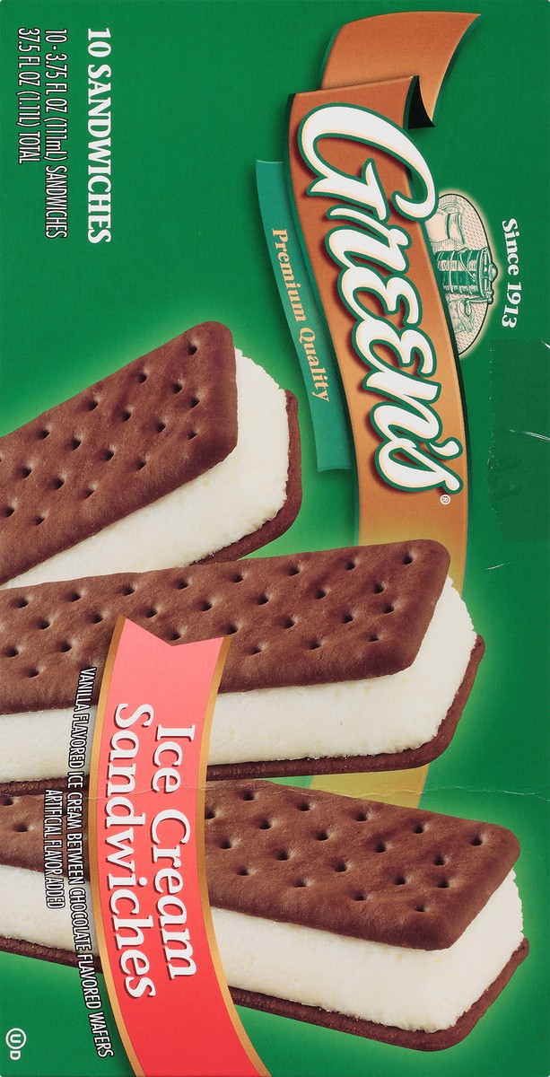 slide 6 of 10, Green's Ice Cream Sandwiches 10 ct Box, 37.5 fl oz