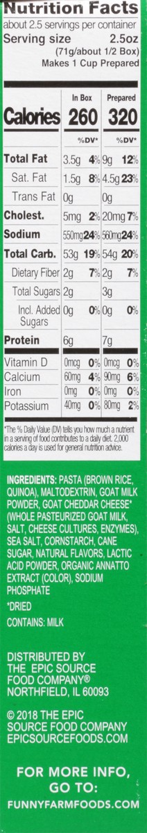 slide 11 of 14, Funny Farm Gluten Free Goat Cheddar Cheese Brown Rice & Quinoa Shells Macaroni & Cheese Dinner, 6 oz