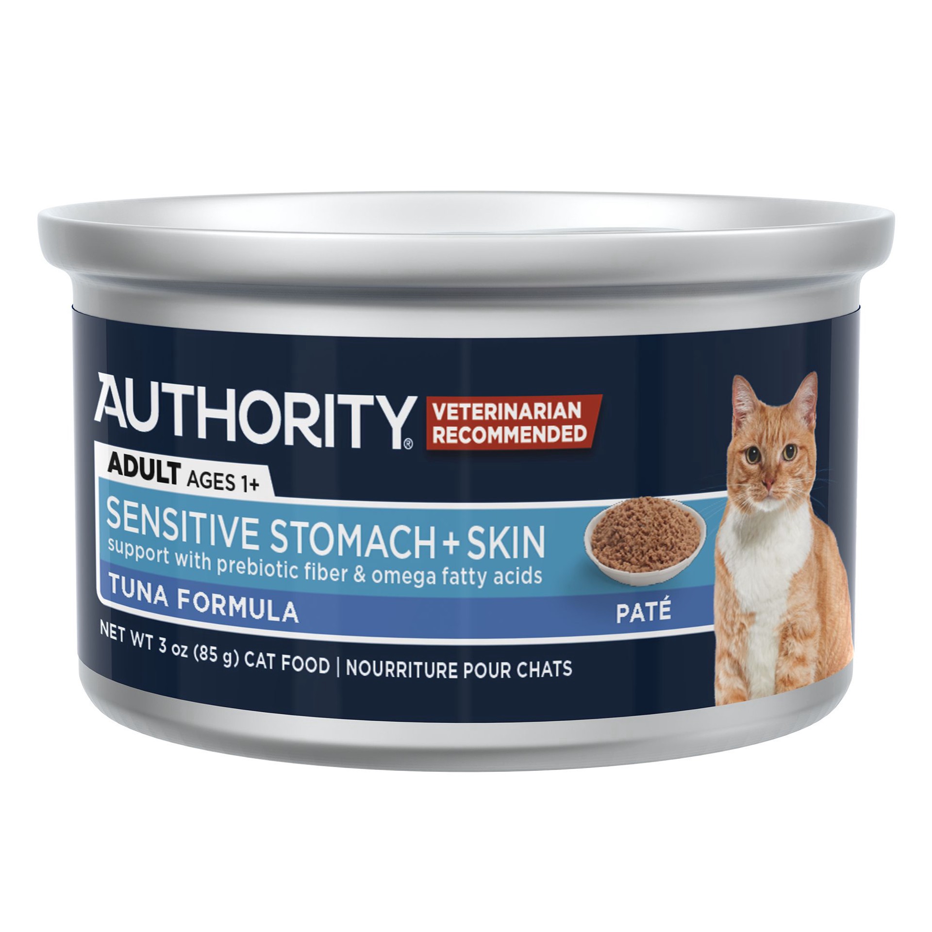 slide 1 of 1, Authority Sensitive Stomach + Skin Adult Cat Wet Food - Pate, 3 oz, 3 oz