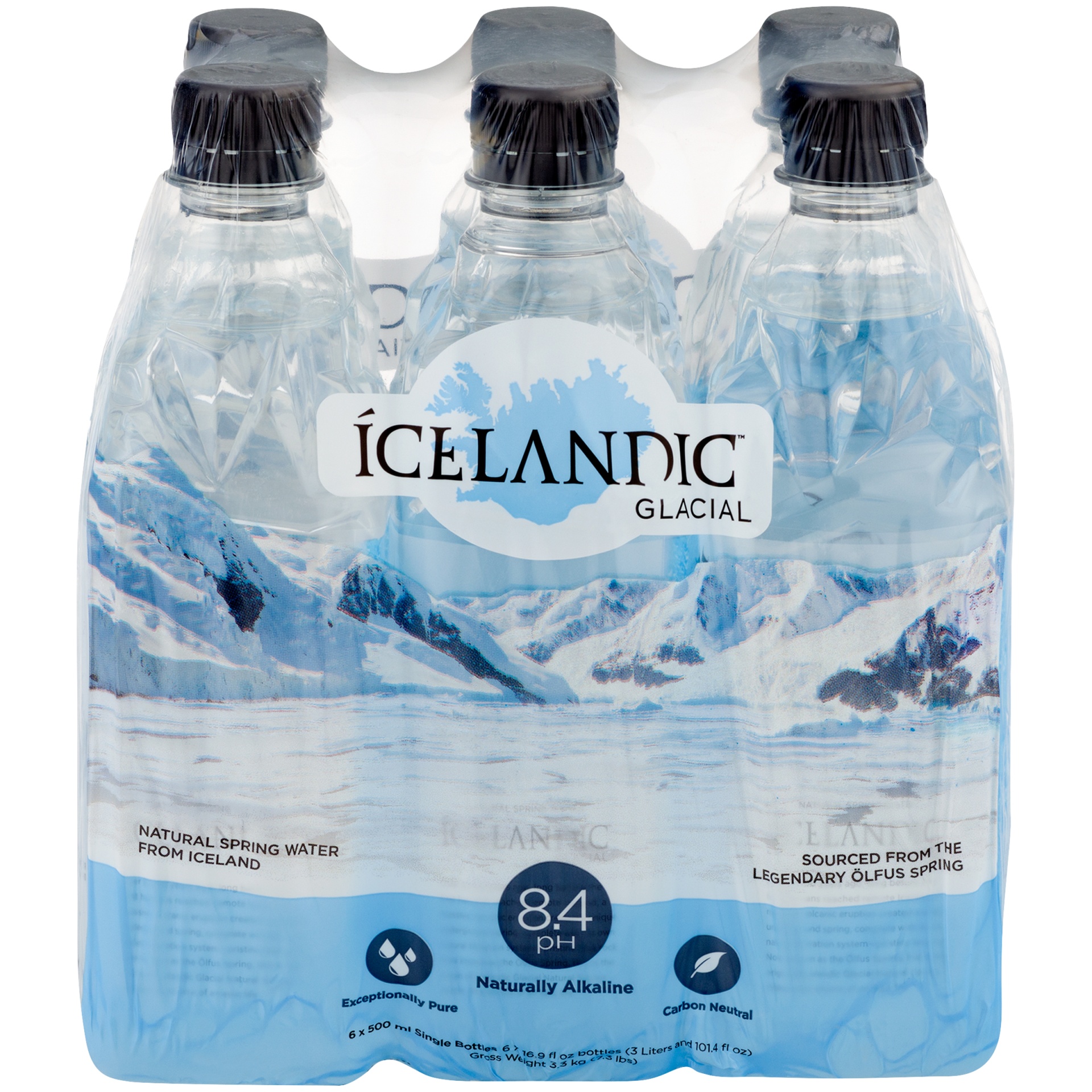 slide 1 of 1, Icelandic Glacial H2O Natural Spring Water, 16.9 fl oz