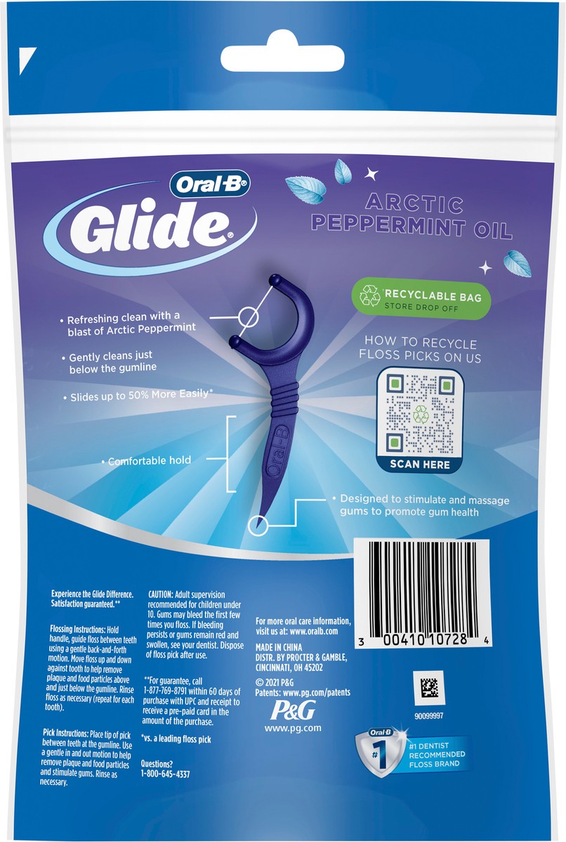 slide 3 of 4, Oral-B Glide Peppermint Dental Floss Picks with Arctic Peppermint Oil Flavor, 150 Picks, 150 ct