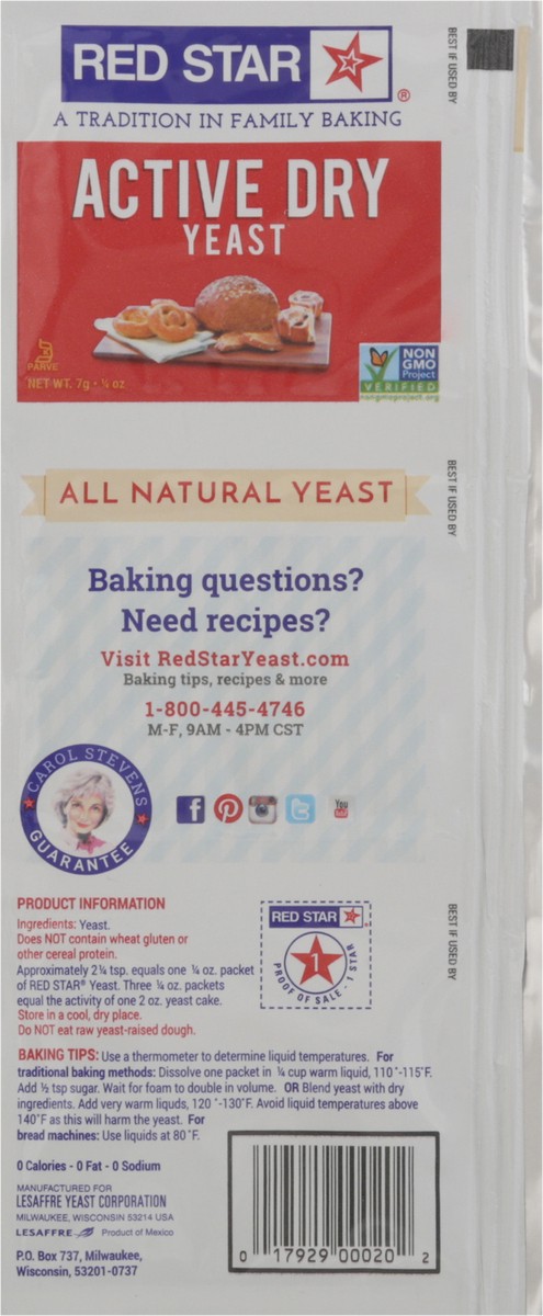 slide 2 of 15, Red Star Active Dry Yeast 0.25 oz, 0.75 oz