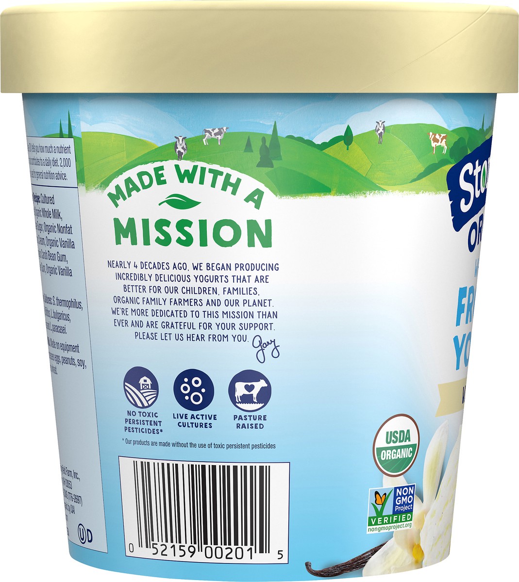 slide 4 of 8, Stonyfield Organic Whole Milk Vanilla Frozen Yogurt 1 pt., 473 ml