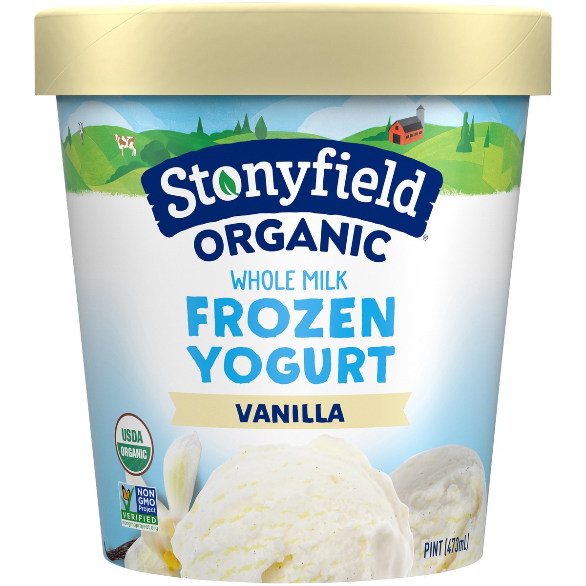 slide 1 of 8, Stonyfield Organic Whole Milk Vanilla Frozen Yogurt 1 pt., 473 ml