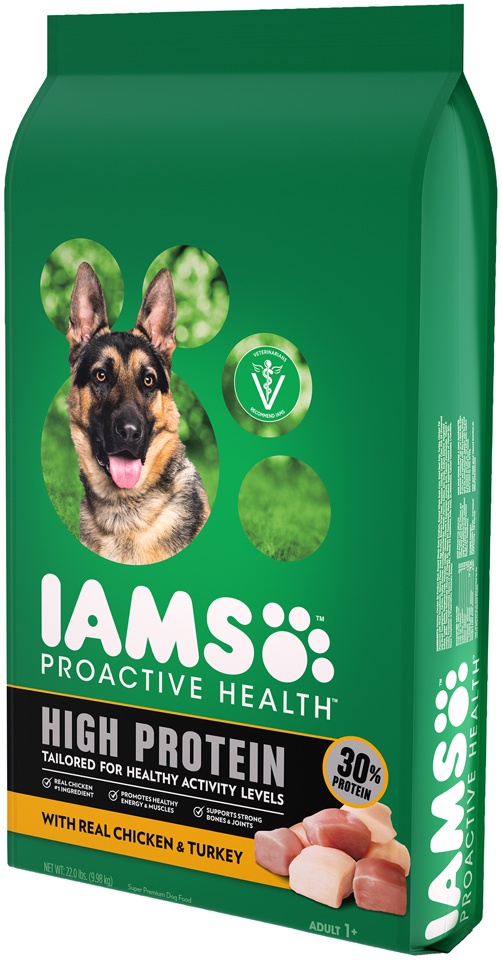 slide 3 of 9, IAMS Proactive Health Adult Dry Dog Food, High Protein Recipe with Real Chicken and Turkey, 22 lb