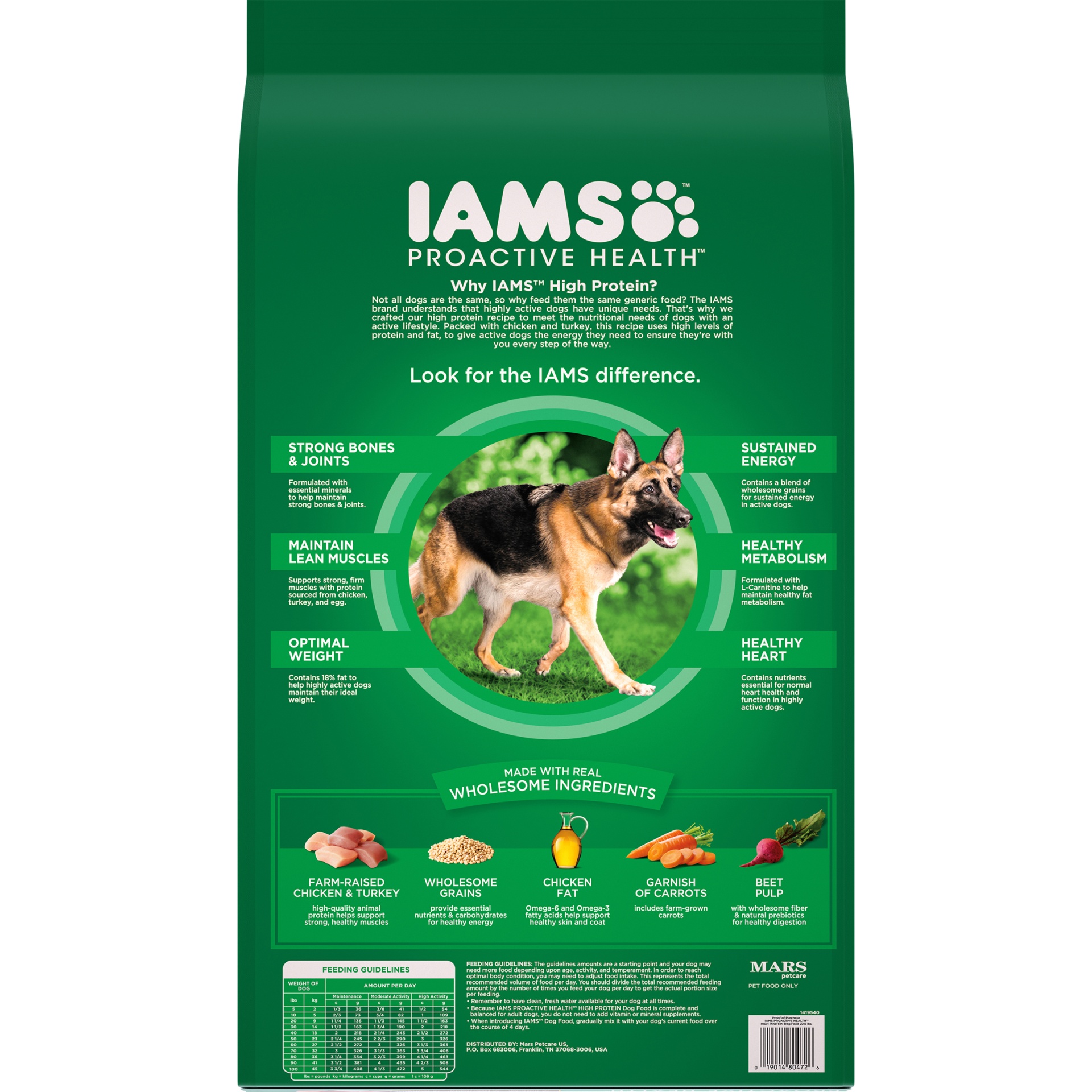 slide 6 of 9, IAMS Proactive Health Adult Dry Dog Food, High Protein Recipe with Real Chicken and Turkey, 22 lb