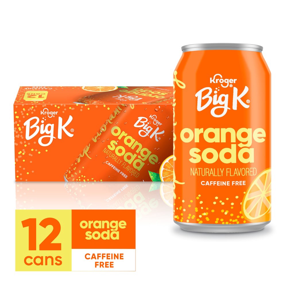 slide 1 of 5, Big K Caffeine Free Orange Soda - 12 ct; 12 fl oz, 12 ct; 12 fl oz