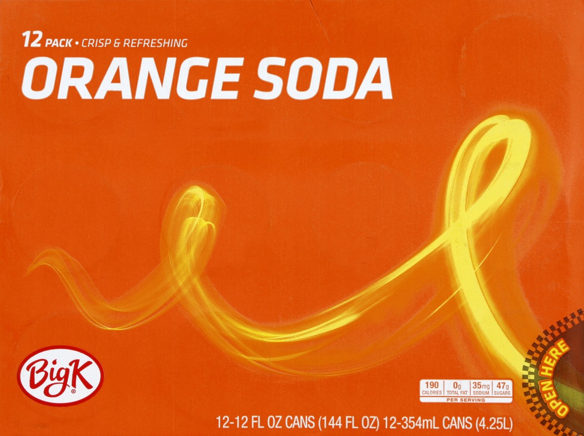 slide 1 of 7, Big K Caffeine Free Orange Soda - 12 ct; 12 fl oz, 12 ct; 12 fl oz