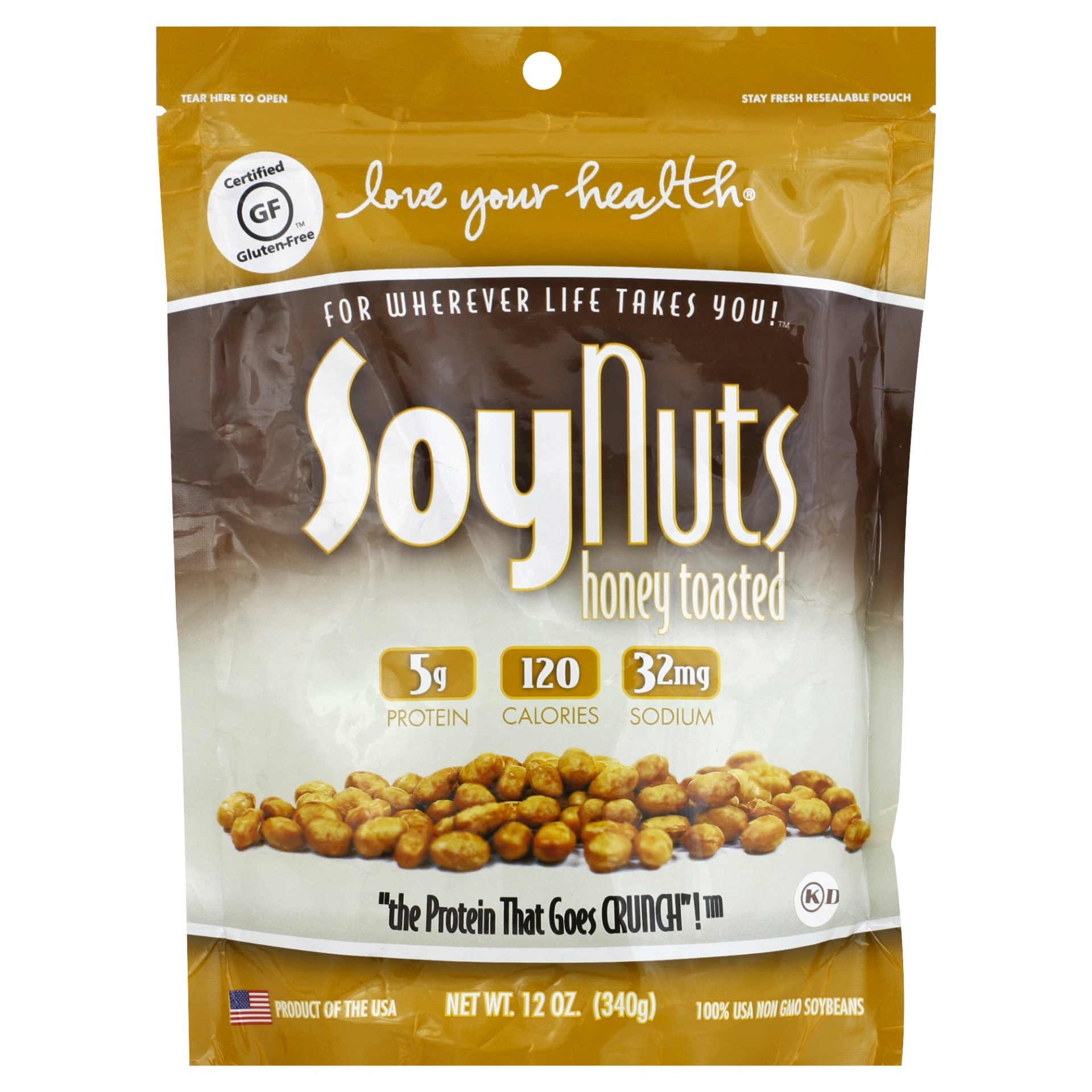 slide 1 of 1, Love Your Health SoyNuts, Honey Toasted, 12 oz