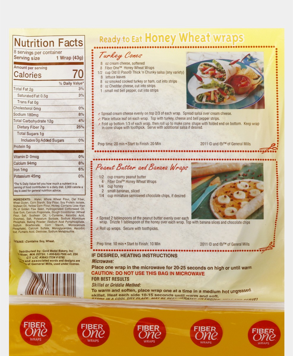 slide 2 of 8, Fiber One Wraps, Honey Wheat, 8 ct