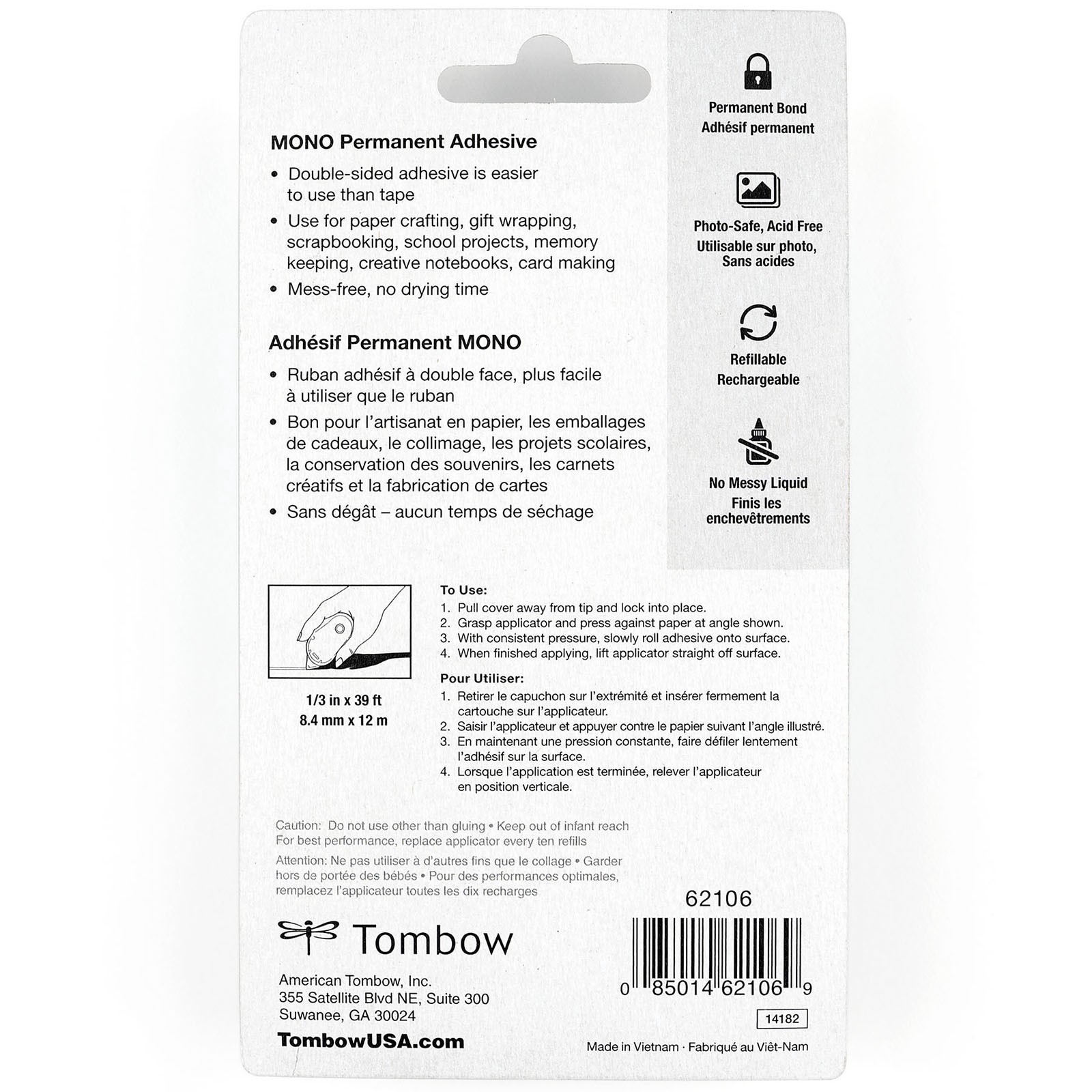 slide 7 of 8, Tombow Mono Permanent Adhesive, 1/3 in x 39 ft