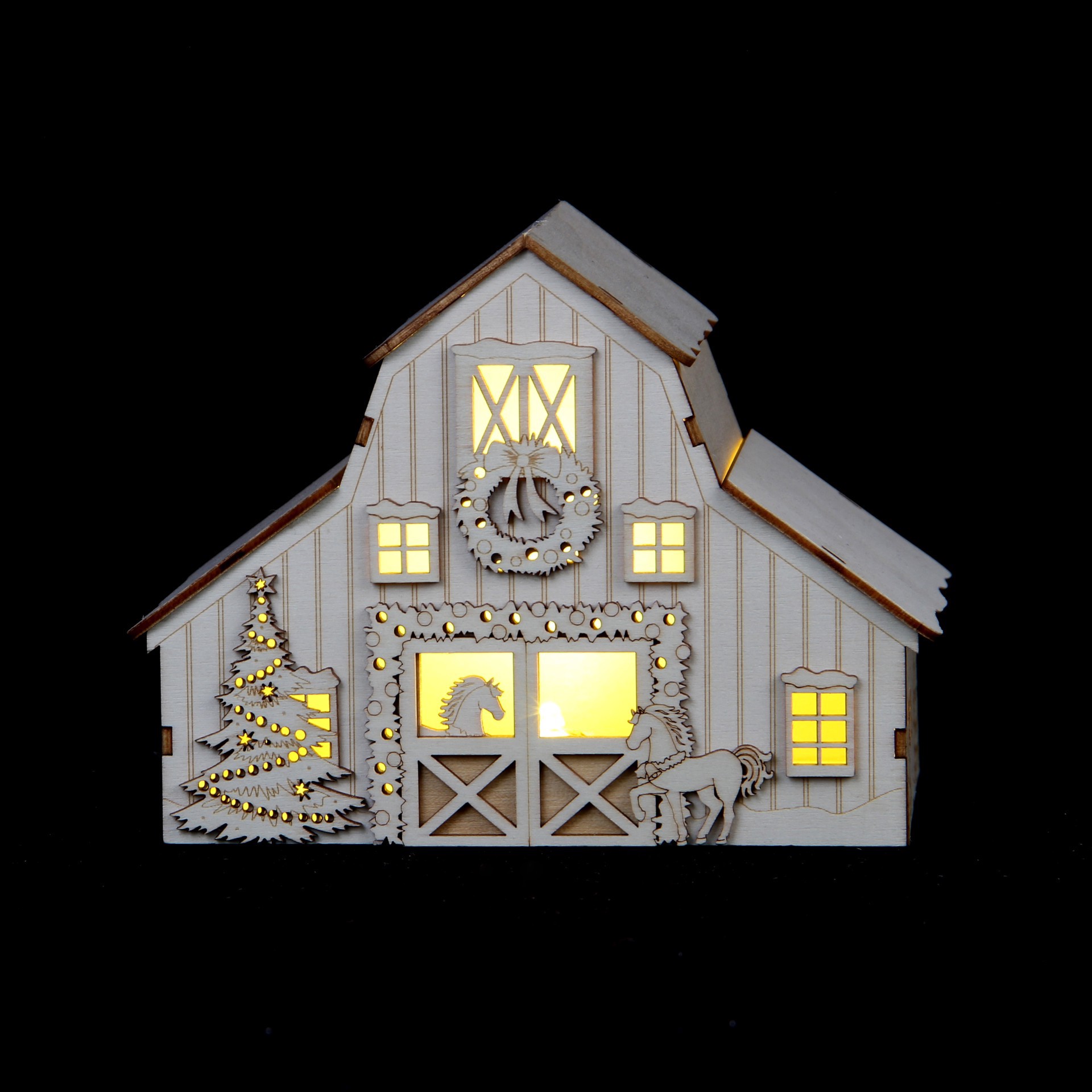 slide 4 of 5, 5.25" Diy Villages Barn Led Wood Decor By Make Market, 5.25 in