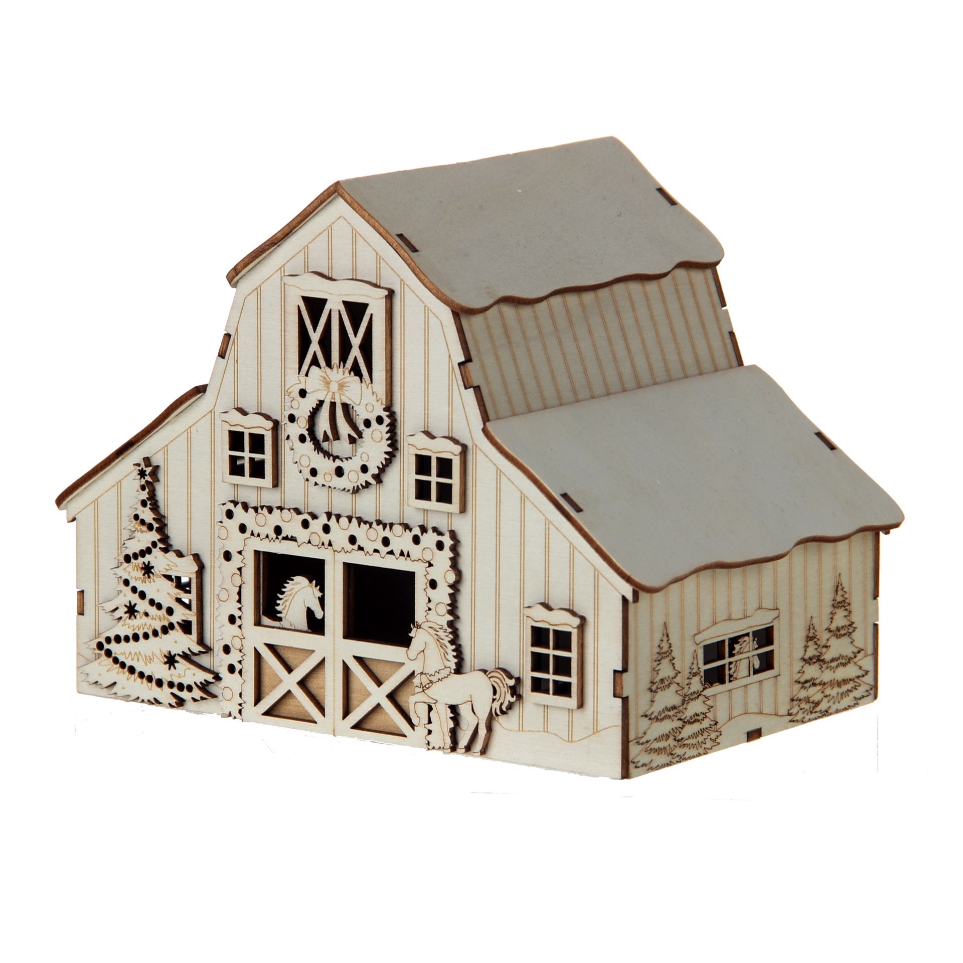 slide 3 of 5, 5.25" Diy Villages Barn Led Wood Decor By Make Market, 5.25 in