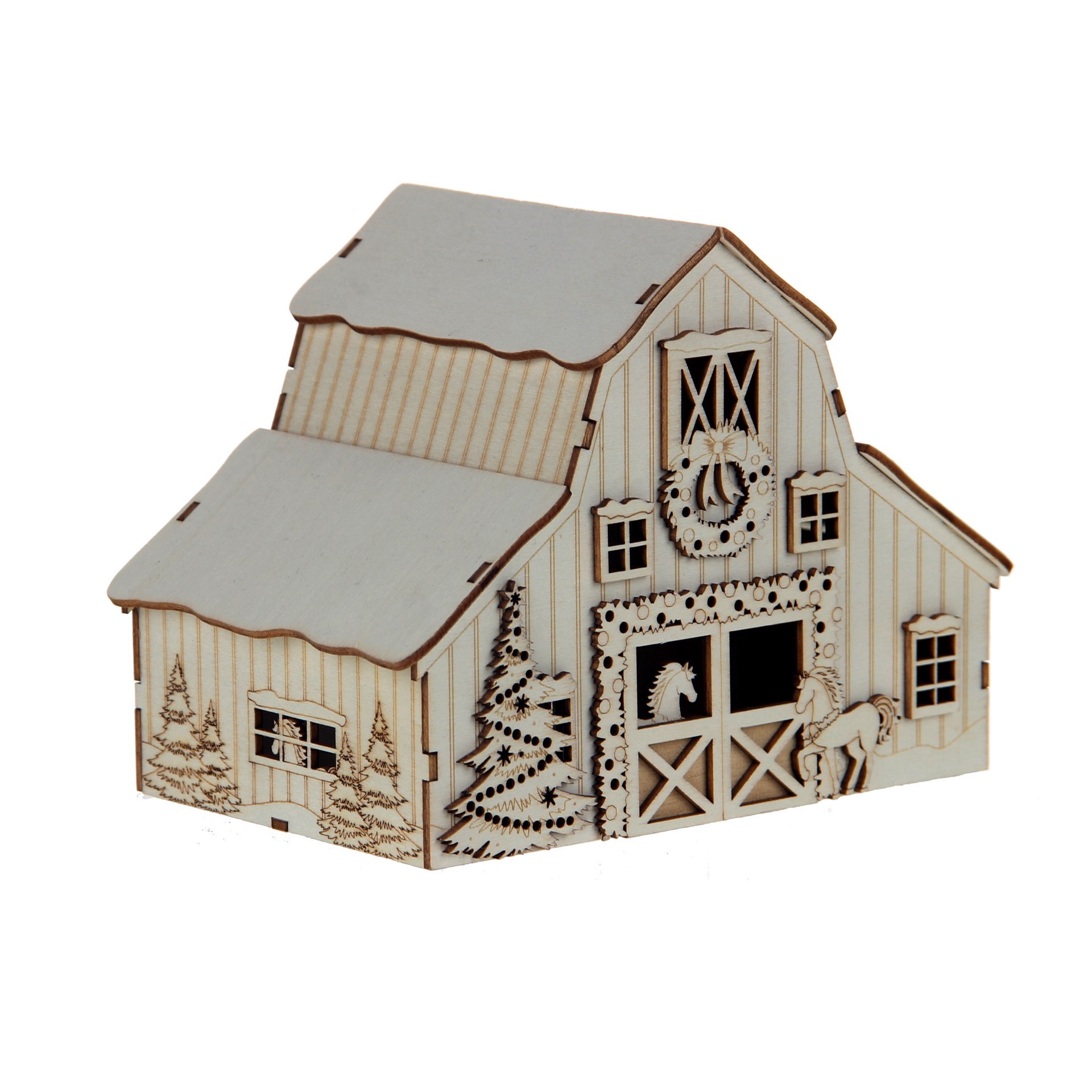 slide 5 of 5, 5.25" Diy Villages Barn Led Wood Decor By Make Market, 5.25 in