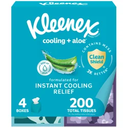 Kleenex Cooling + Aloe 2-Ply Unscented Tissues 4 - 50 Tissues Cartons