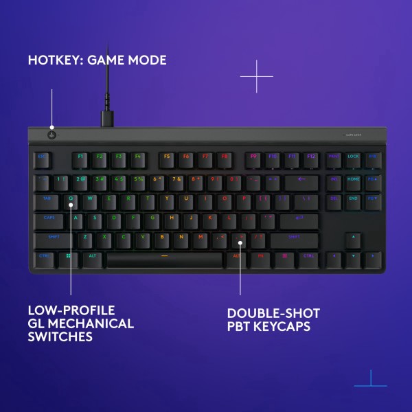slide 7 of 8, Logitech G515 Tkl Wired Low Profile Gaming Keyboard, Fully Customizable Rgb, Double-Shot Pbt Keycaps, Tactile/Brown Switches, 1 ct