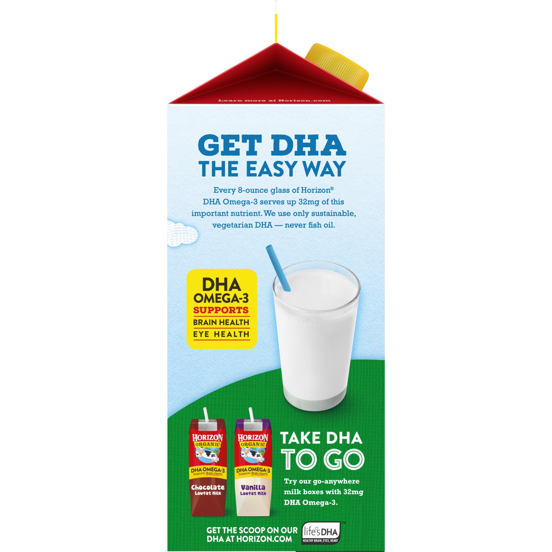 slide 7 of 8, Horizon Organic DHA Omega-3 Whole Milk, 64 fl oz Half Gallon Carton, 64 fl oz