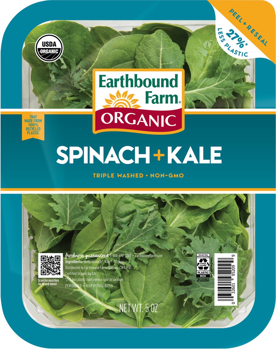 slide 3 of 3, Earthbound Farm Organic Spinach + Kale, 5 oz