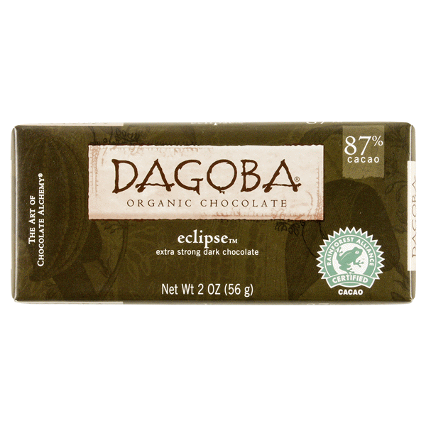 slide 1 of 1, DAGOBA Eclipse Organic Extra Strong Dark Chocolate, 2 oz