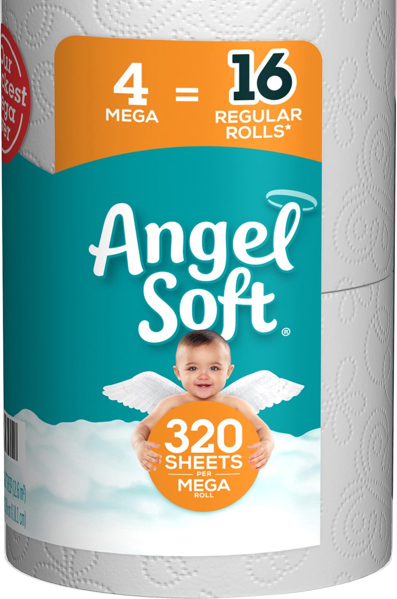 slide 3 of 5, Angel Soft Toilet Paper, Unscented, Mega Rolls, 4 ct