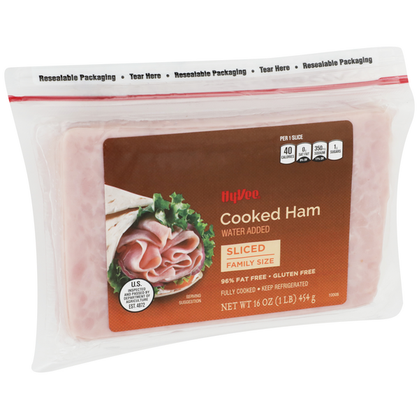 slide 1 of 8, Hy-vee Sliced Cooked Ham, 16 oz