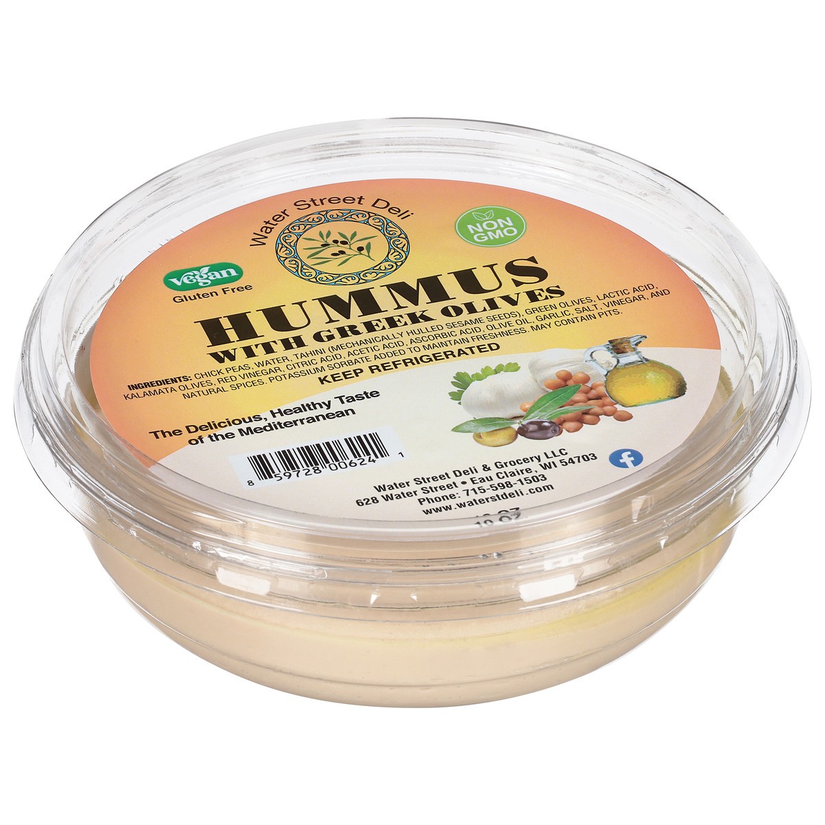 slide 4 of 9, Water Street Deli Fresh Hummus with Greek Olives 10 oz, 