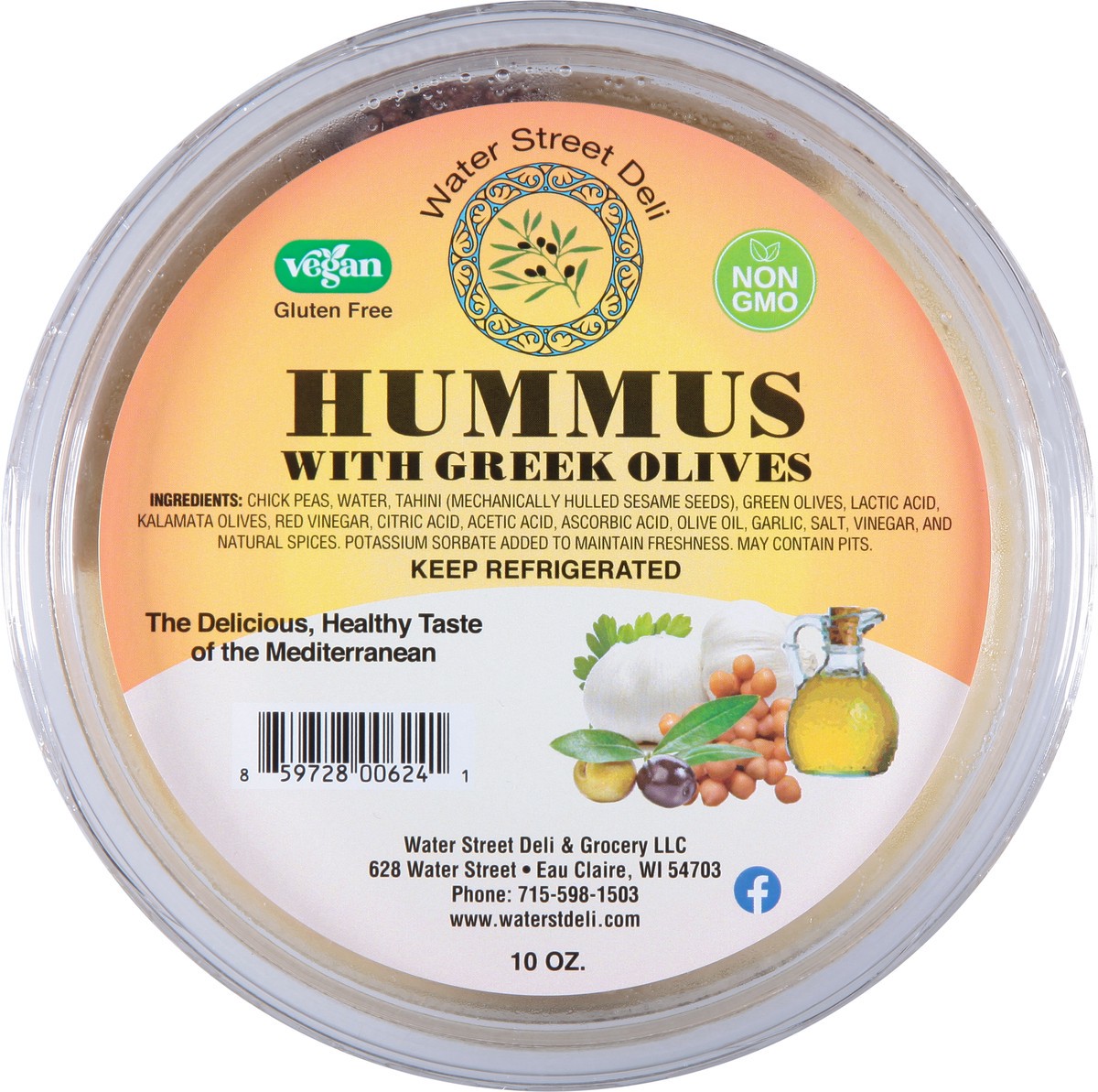 slide 7 of 9, Water Street Deli Fresh Hummus with Greek Olives 10 oz, 