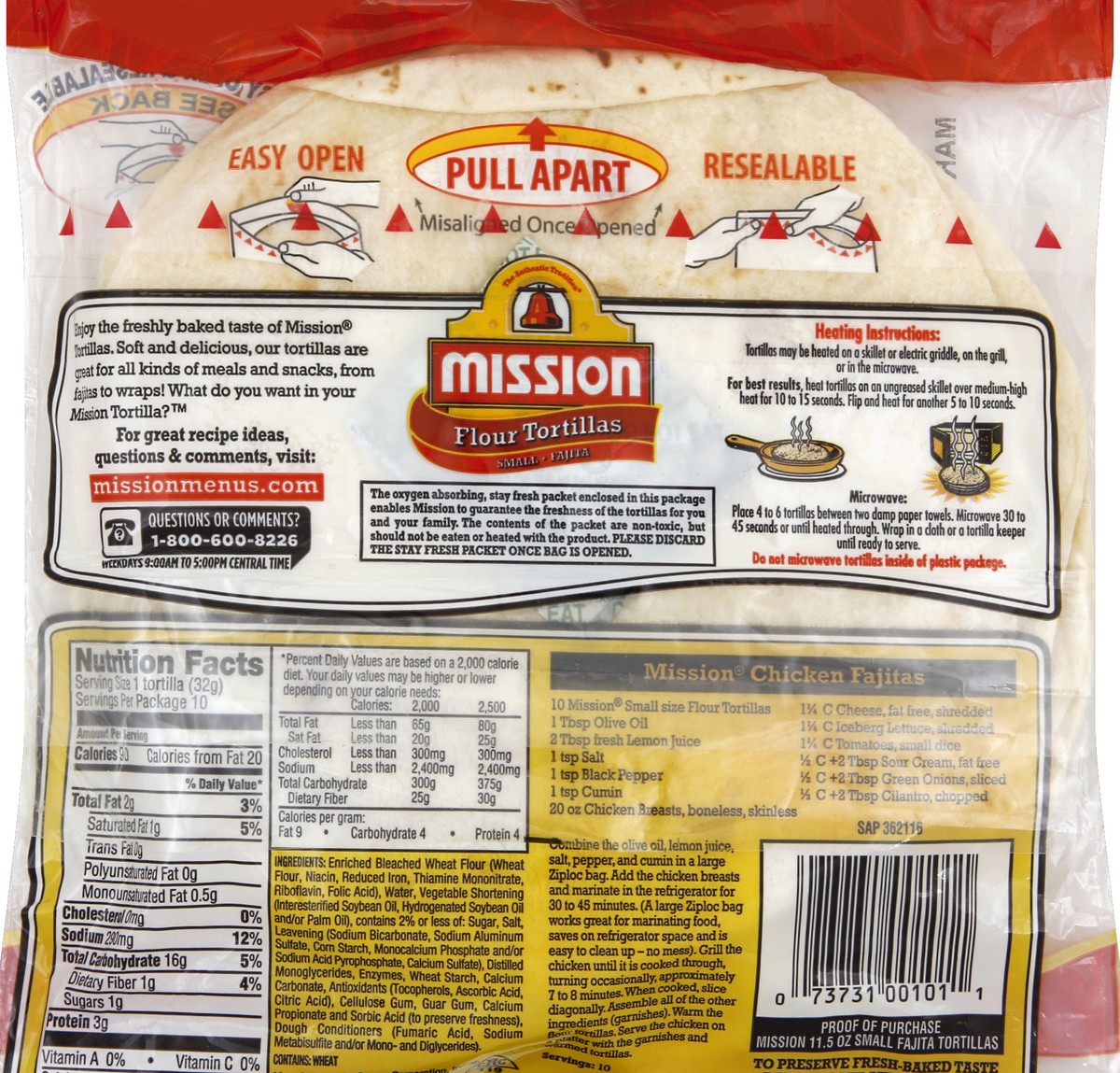 slide 3 of 6, Mission Restaurant Style Small Fajita Flour Tortillas 10 ct Bag, 11.5 oz