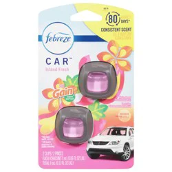 Febreze Car Air Freshener Vent Clip Gain Island Fresh Scent, .06 oz. Car Vent Clip, 2 Count