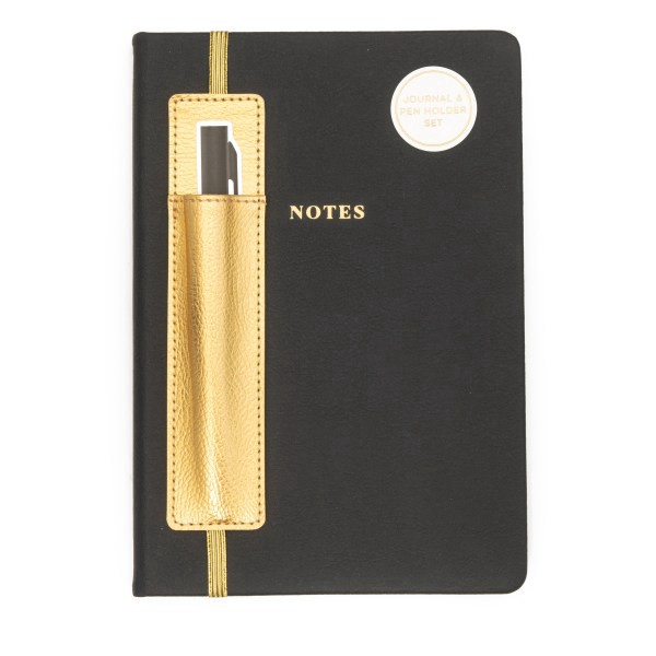 slide 1 of 3, Eccolo Style Journal With Pen Holder, 6"" X 8"", Narrow Rule, 256 Pages, Black, 1 ct