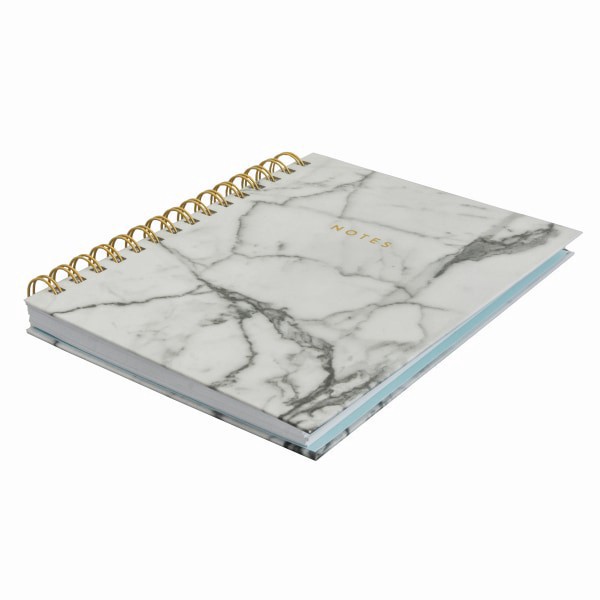 slide 5 of 5, Eccolo Wiro Spiral Journal, 6"" X 8"", 100 Pages, Marble/Gold/Ivory, 1 ct