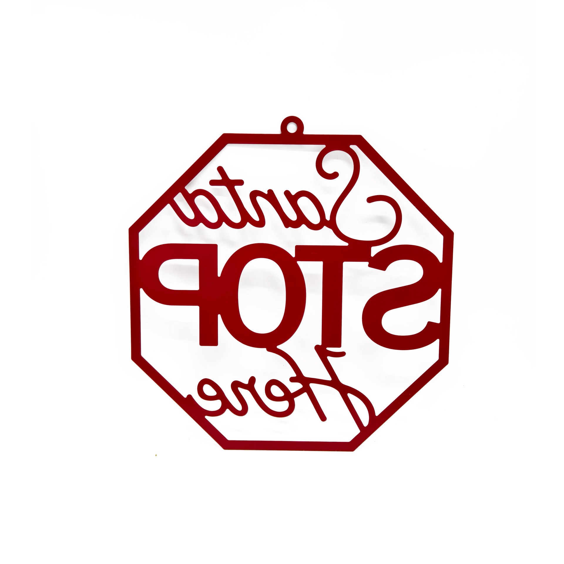 slide 2 of 3, 15" Red Santa Stop Here Metal Sign By Ashland, 15 in