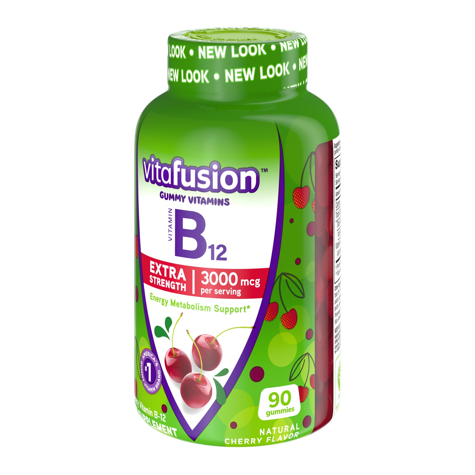 slide 3 of 5, vitafusion Extra Strength Vitamin B12 Gummy Vitamins, Cherry Flavored B12 Vitamins, 90 Count, 90 ct