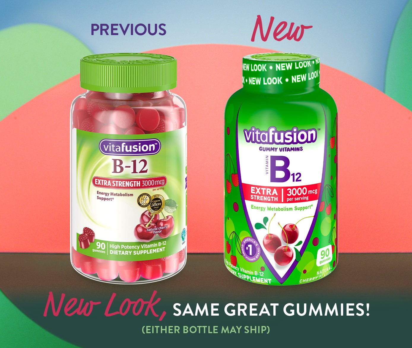 slide 5 of 5, vitafusion Extra Strength Vitamin B12 Gummy Vitamins, Cherry Flavored B12 Vitamins, 90 Count, 90 ct