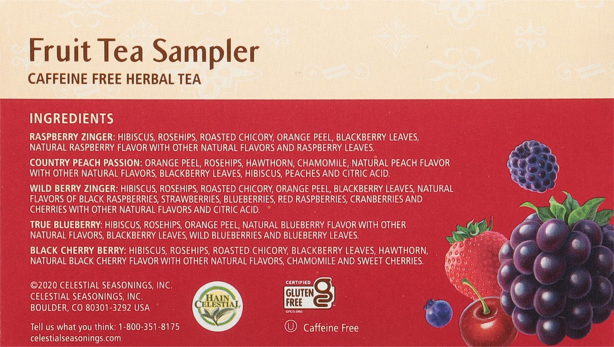 slide 4 of 8, Celestial Seasonings Caffeine Free Fruit Tea Sampler Herbal Tea 20 Bags, 20 ct