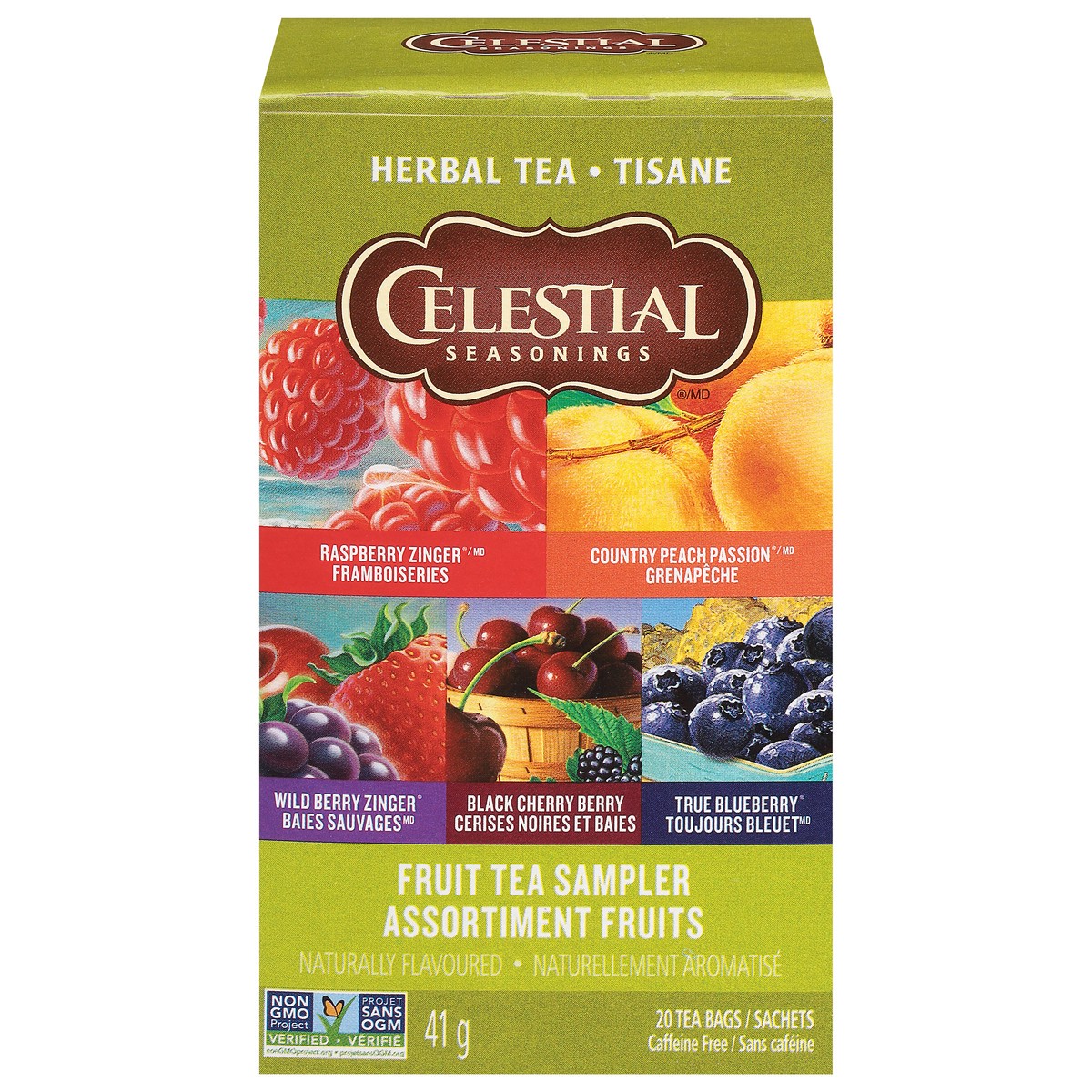 slide 1 of 8, Celestial Seasonings Caffeine Free Fruit Tea Sampler Herbal Tea 20 Bags, 20 ct
