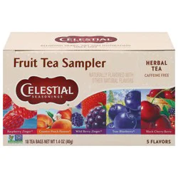 Celestial Seasonings Caffeine Free 5 Flavors Fruit Tea Sampler 18 Tea Bags - 18 ct