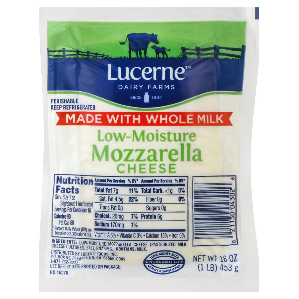 slide 1 of 5, Lucerne Dairy Farms Whole Milk Mozzarella Cheese Ball, 16 oz