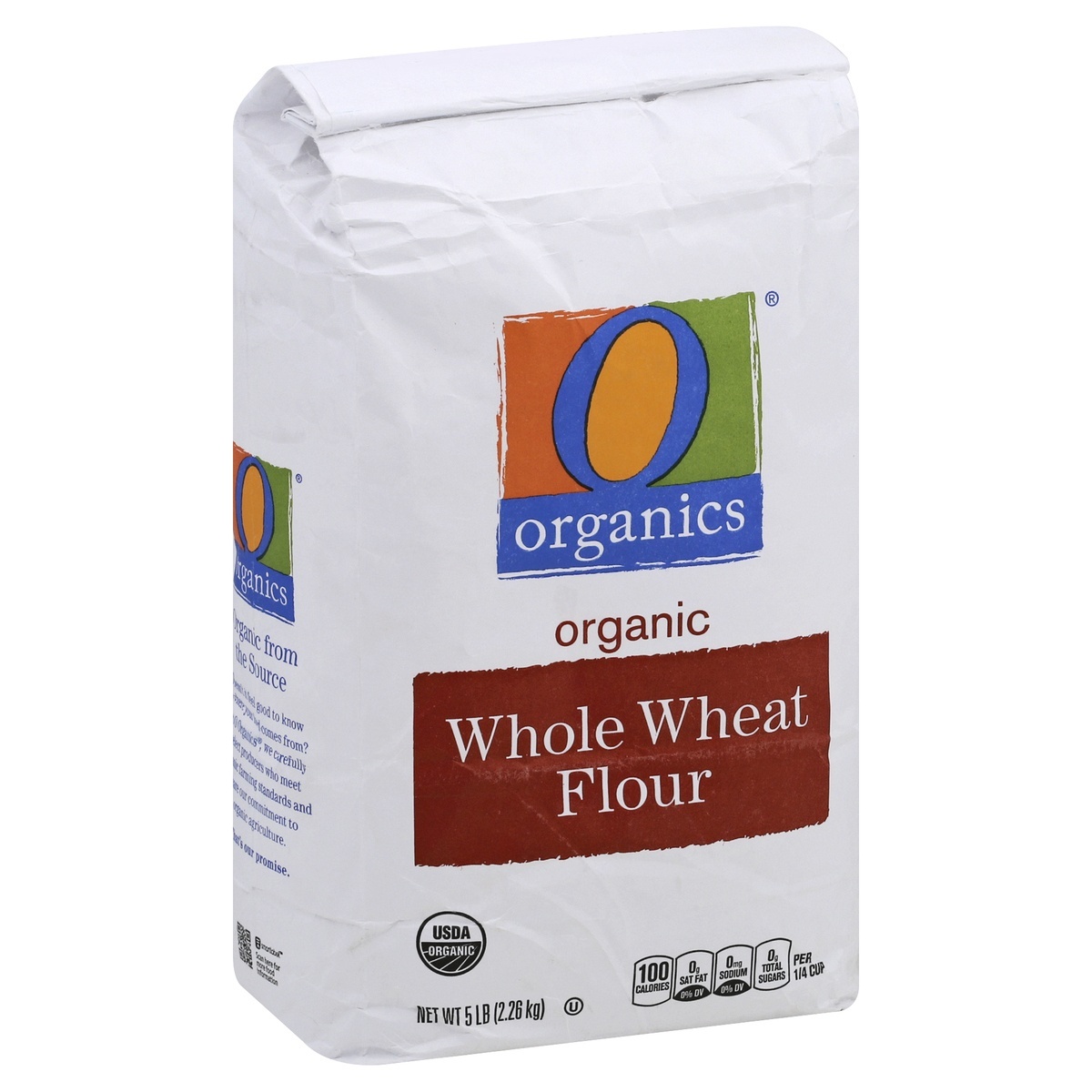 slide 1 of 5, O Organics Organic Flour Whole Wheat Flour, 5 lb