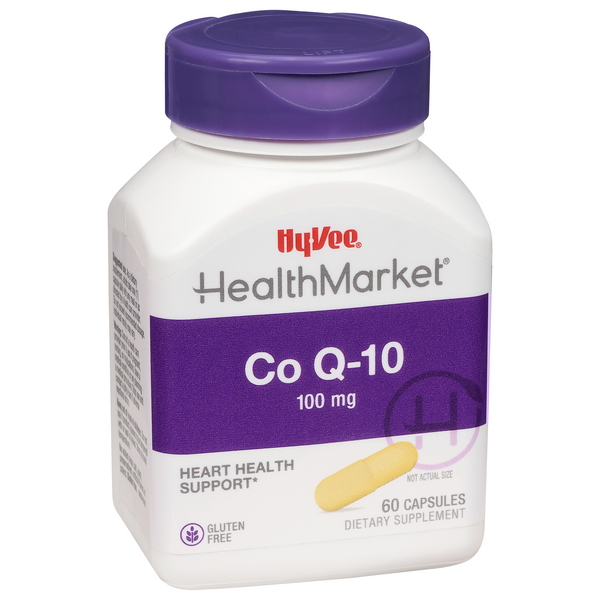 slide 1 of 1, Hy-Vee Healthmarket Co-Enzyme Q-10 100Mg Maximum Strength Capsules, 60 ct; 10 100 mg capsules