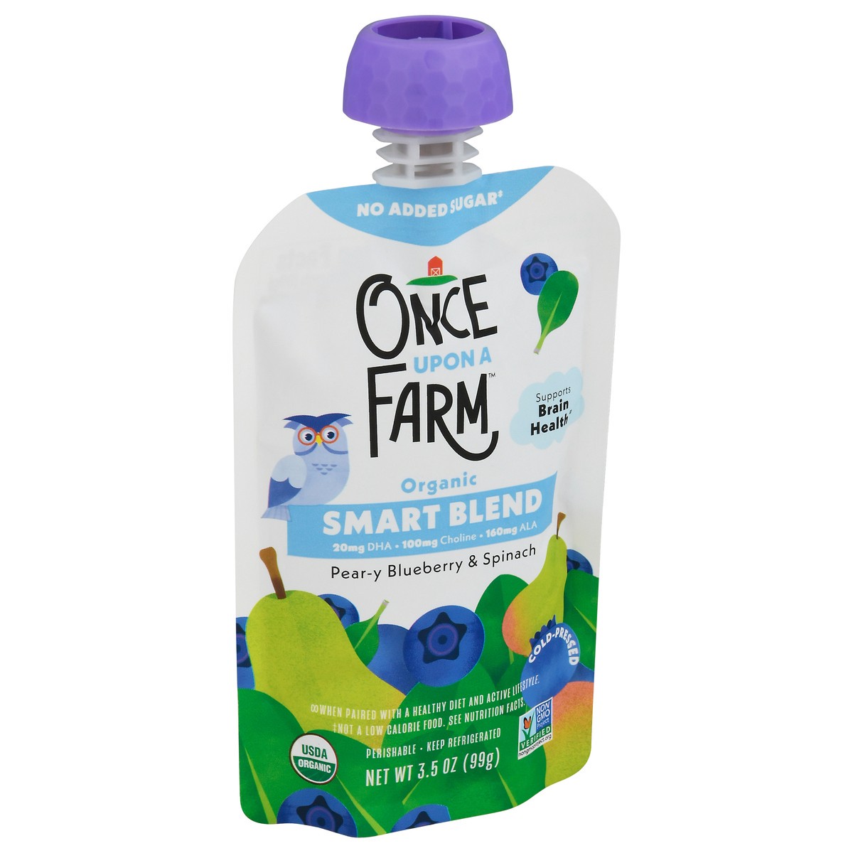 slide 5 of 9, Once Upon a Farm Organic Pear-y Blueberry & Spinach Smart Blend 3.5 oz, 3.5 oz