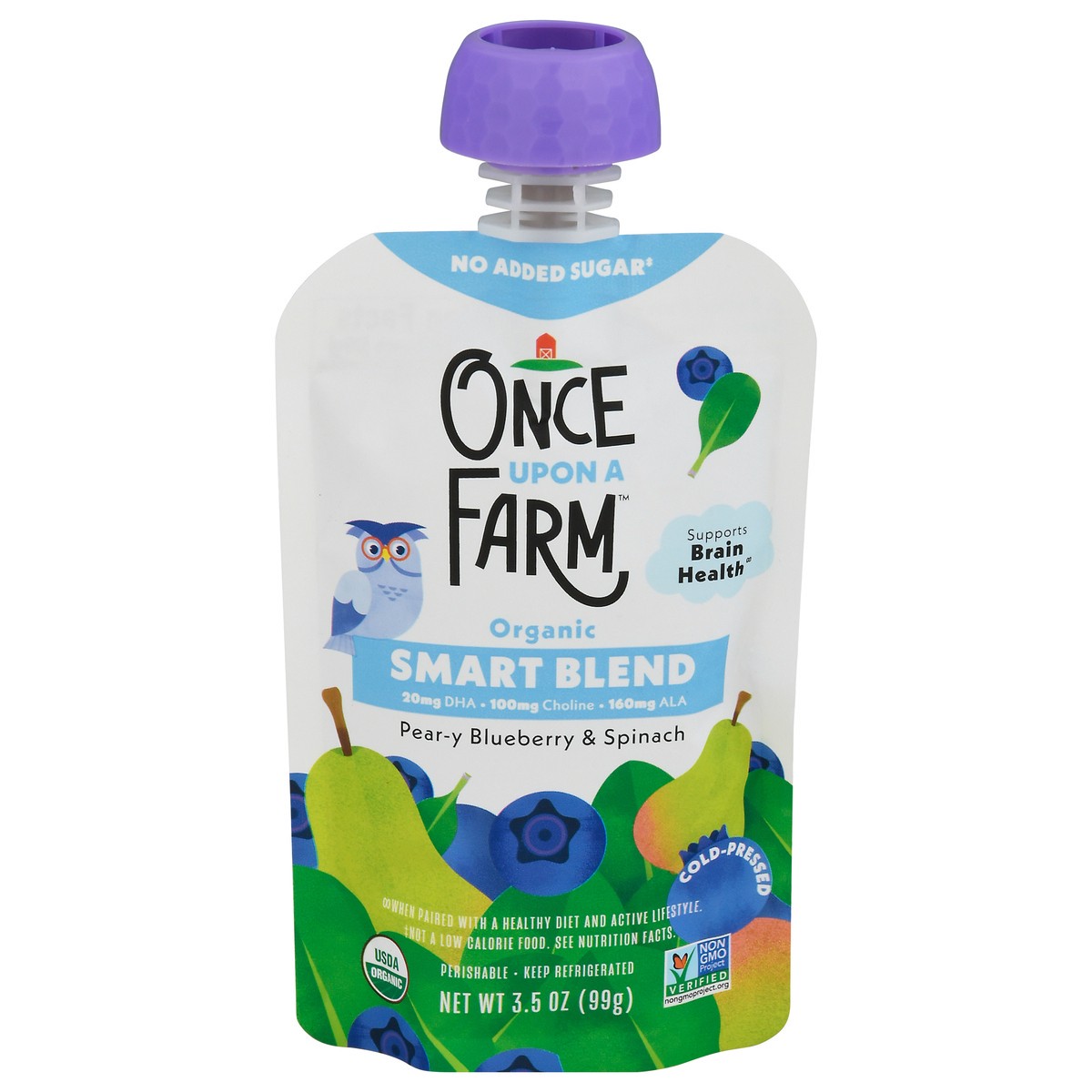 slide 1 of 9, Once Upon a Farm Organic Pear-y Blueberry & Spinach Smart Blend 3.5 oz, 3.5 oz