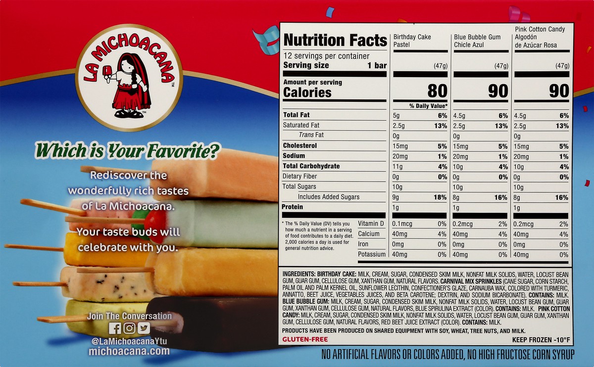 slide 9 of 12, La Michoacana Mini Paletas Fiesta Pack Ice Cream Bars 12.0 ea, 12 ct