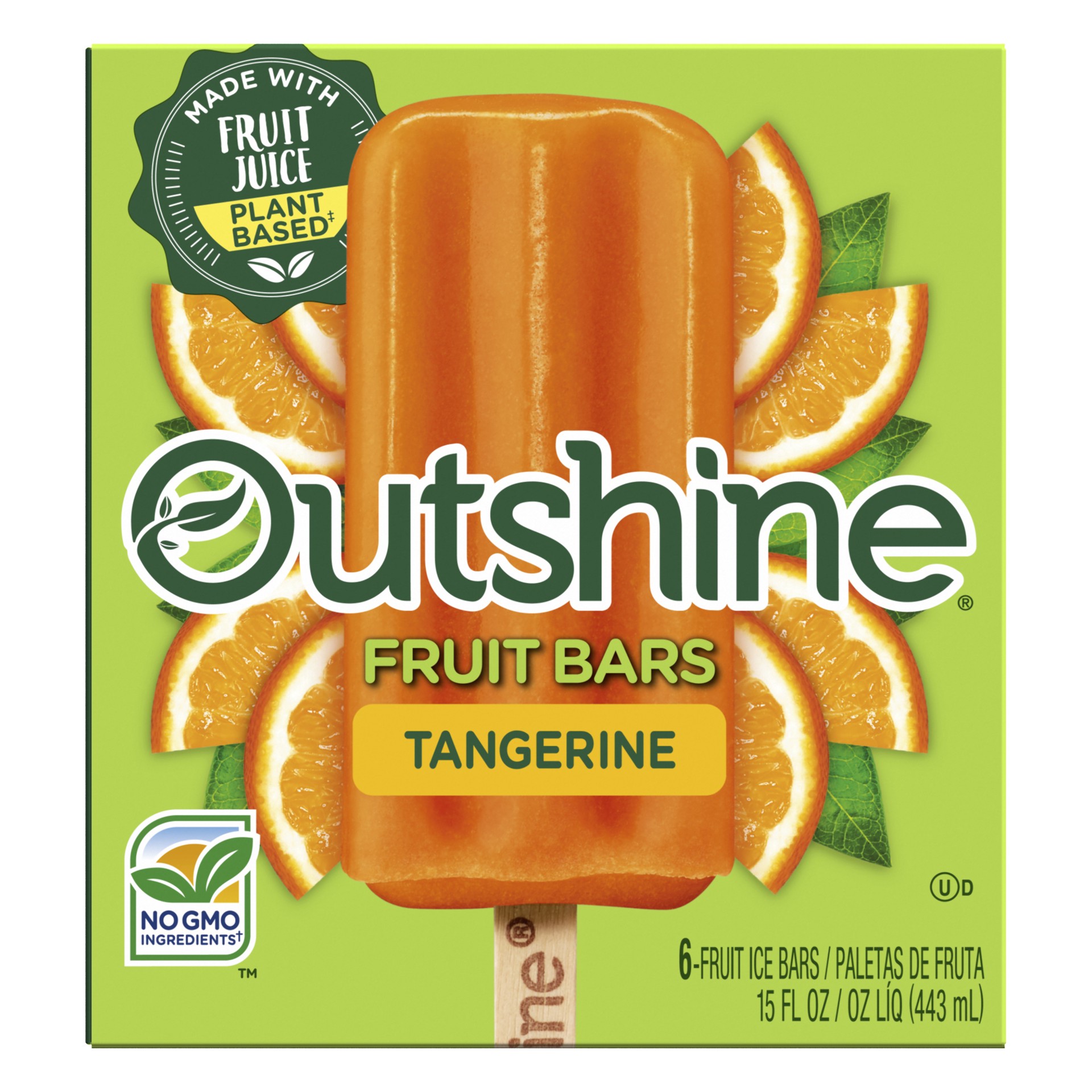 slide 1 of 5, Outshine Tangerine Fruit Ice Bars 6 ea, 6 ct