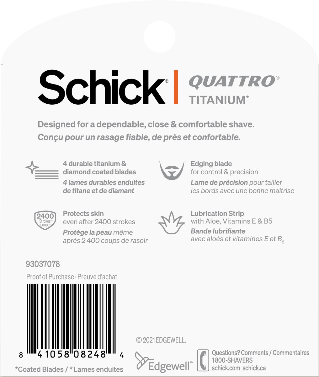 slide 2 of 3, Schick Quattro Titanium Razor Refill Cartridges, 6 ct