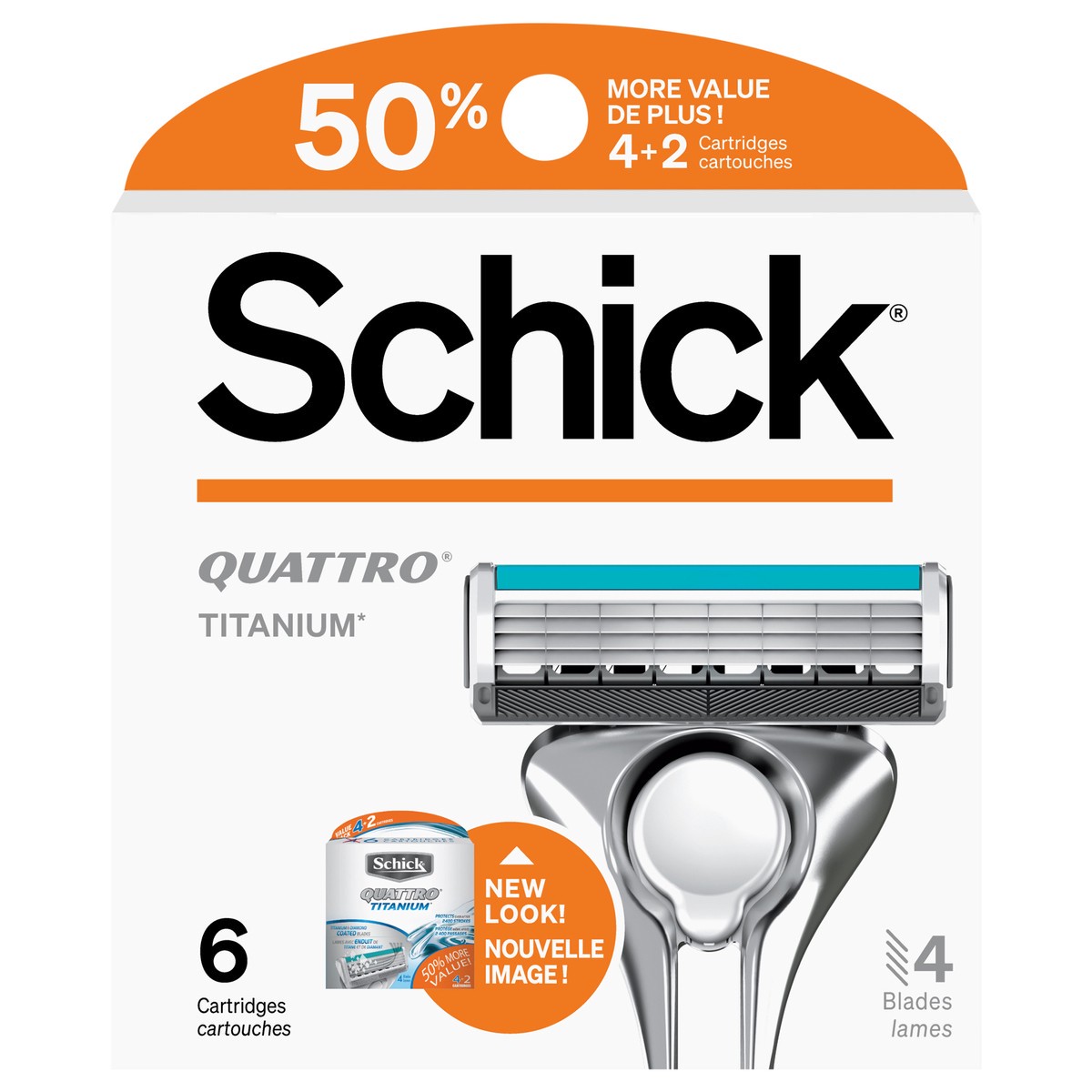 slide 1 of 3, Schick Quattro Titanium Razor Refill Cartridges, 6 ct